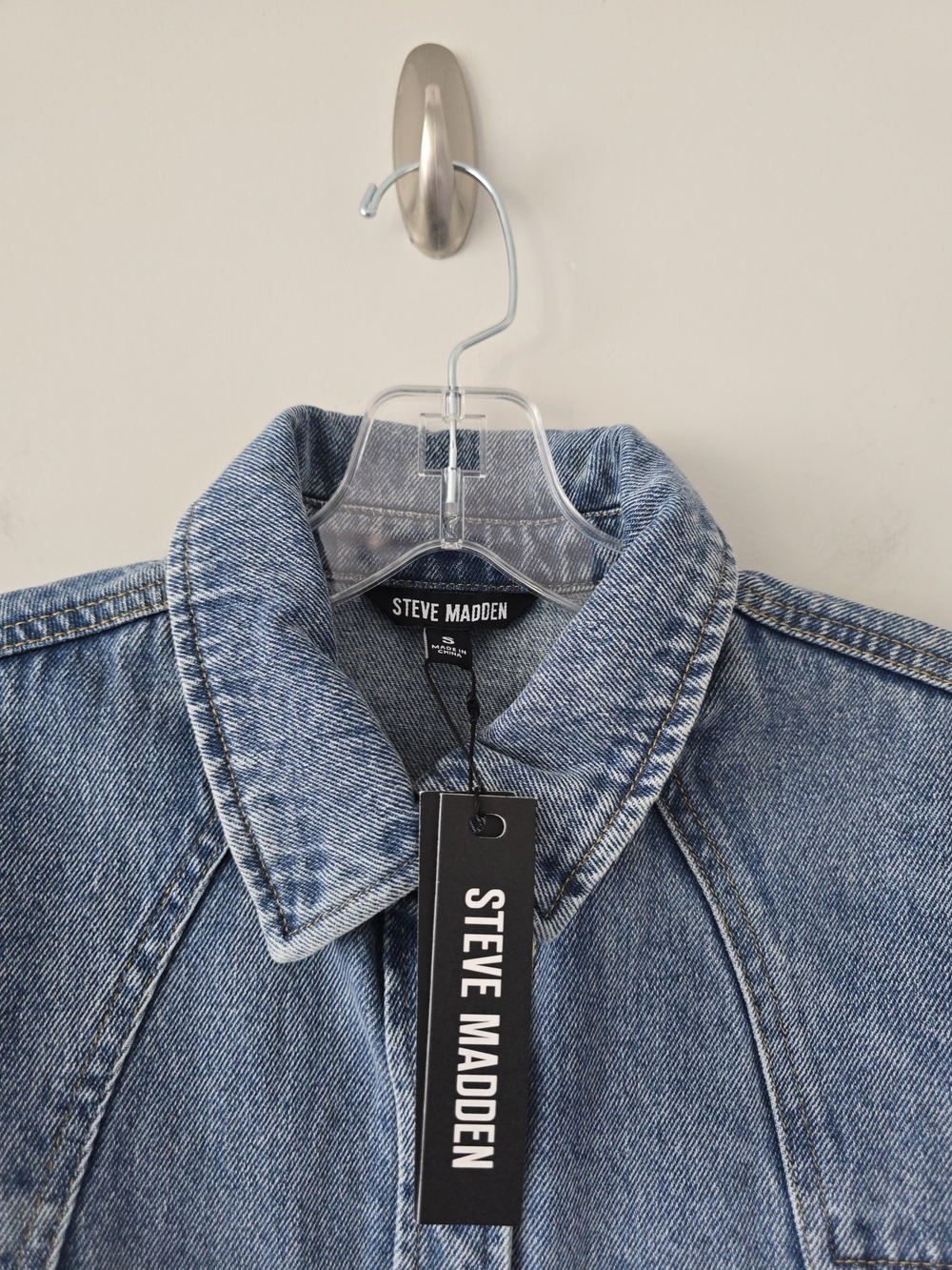 Steve Madden Rafi Denim Shirt Jacket Women S Blue NWT Cropped Shacket - Picture 4 of 7